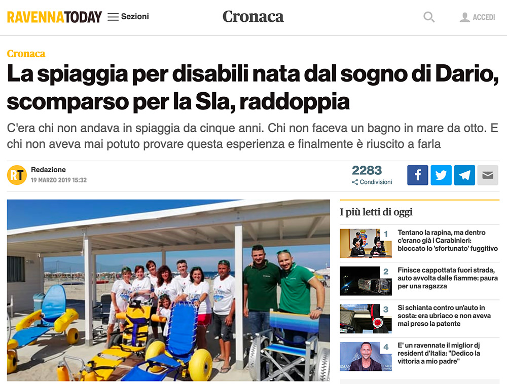 La nuova stagione della spiaggia “Tutti al mare, nessuno escluso” sul sito Ravenna Today