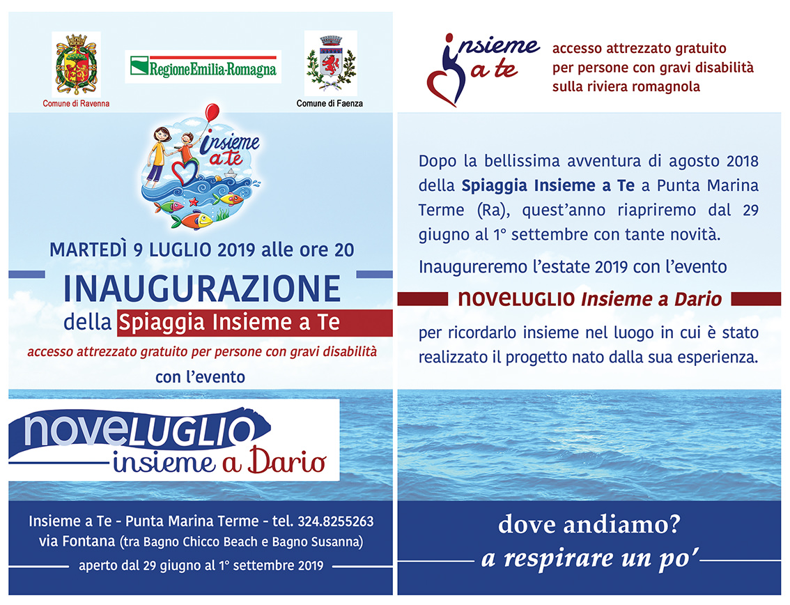 Inaugurazione della Spiaggia Insieme a Te con l’evento “noveluglio insieme a Dario”