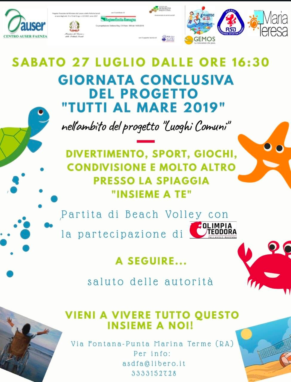 Giornata conclusiva del progetto “Tutti al mare 2019”