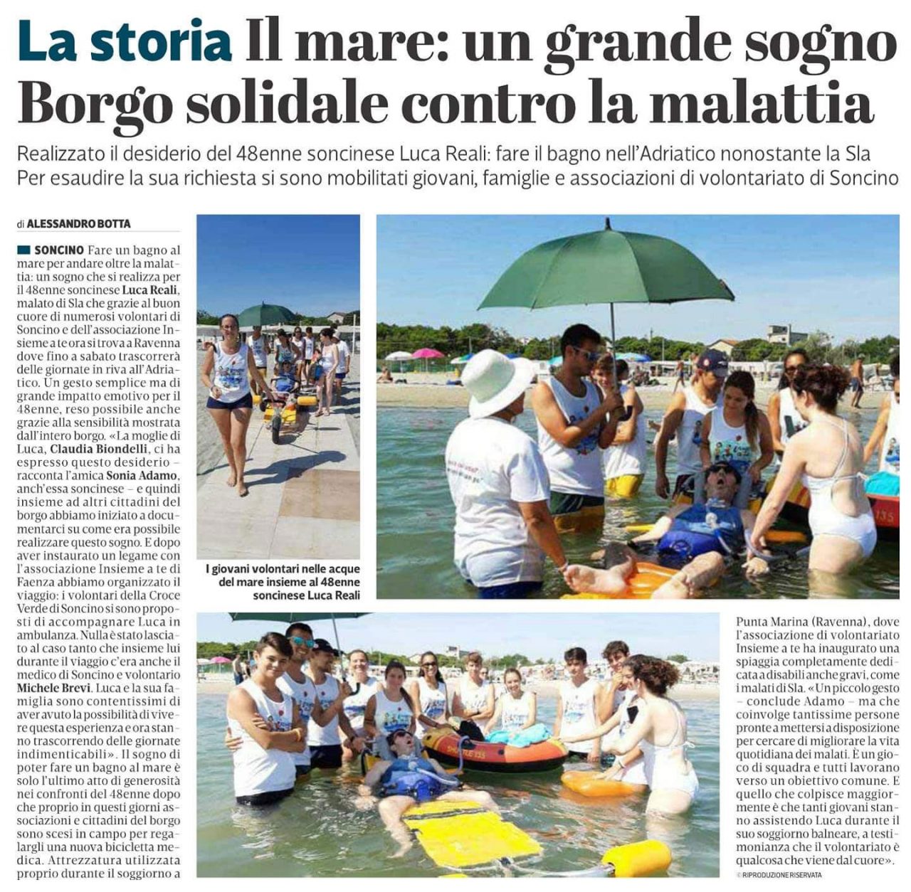 Il mare: un grande sogno. Borgo solidale contro la malattia.