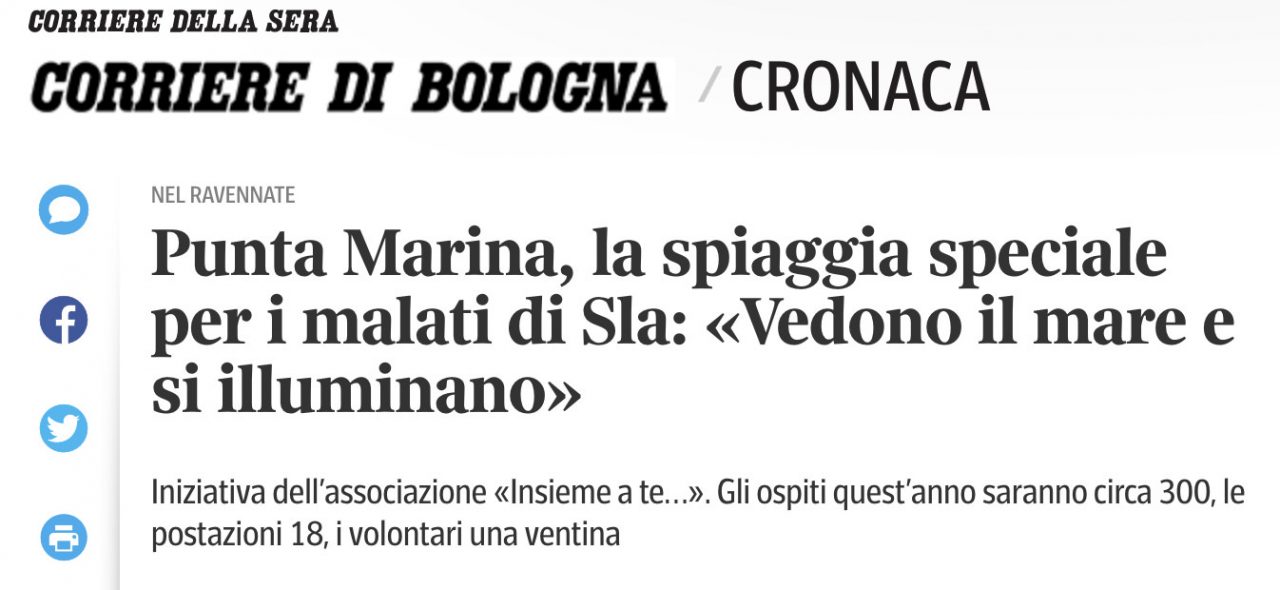 Punta Marina, la spiaggia speciale per i malati di Sla: «Vedono il mare e si illuminano» [Corriere di Bologna]