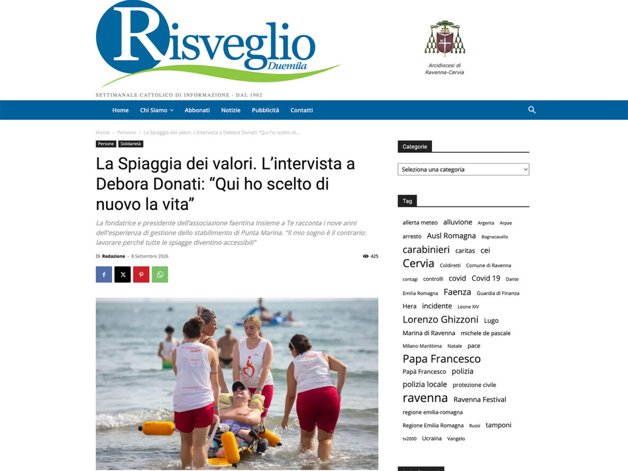 La Spiaggia dei valori. L’intervista a Debora Donati: “Qui ho scelto di nuovo la vita” [risveglioduemila.it]